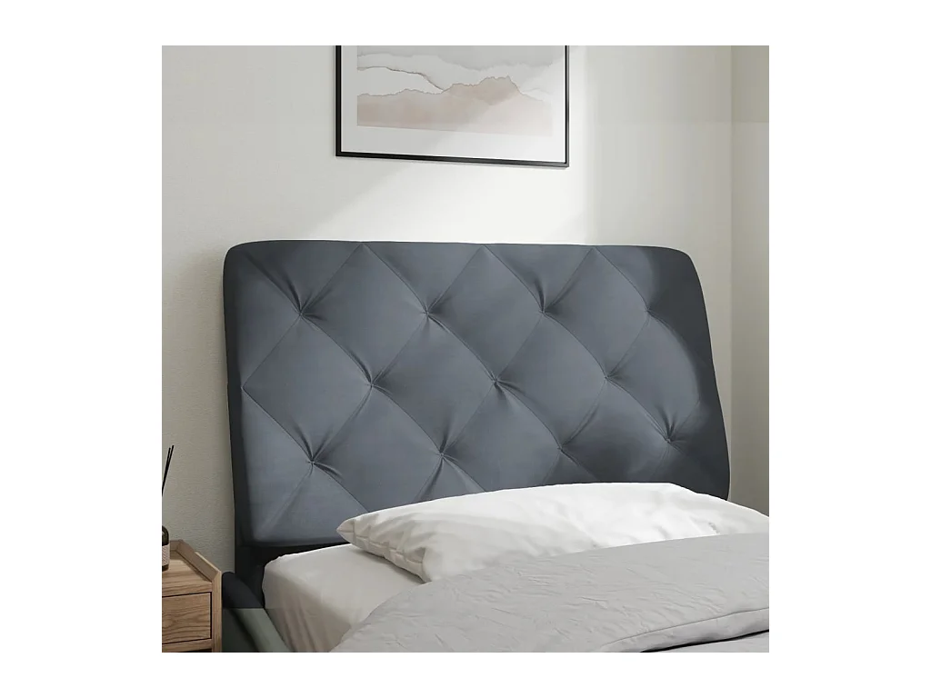 Dunkelgraues Samt-Kopfteilkissen 80 cm