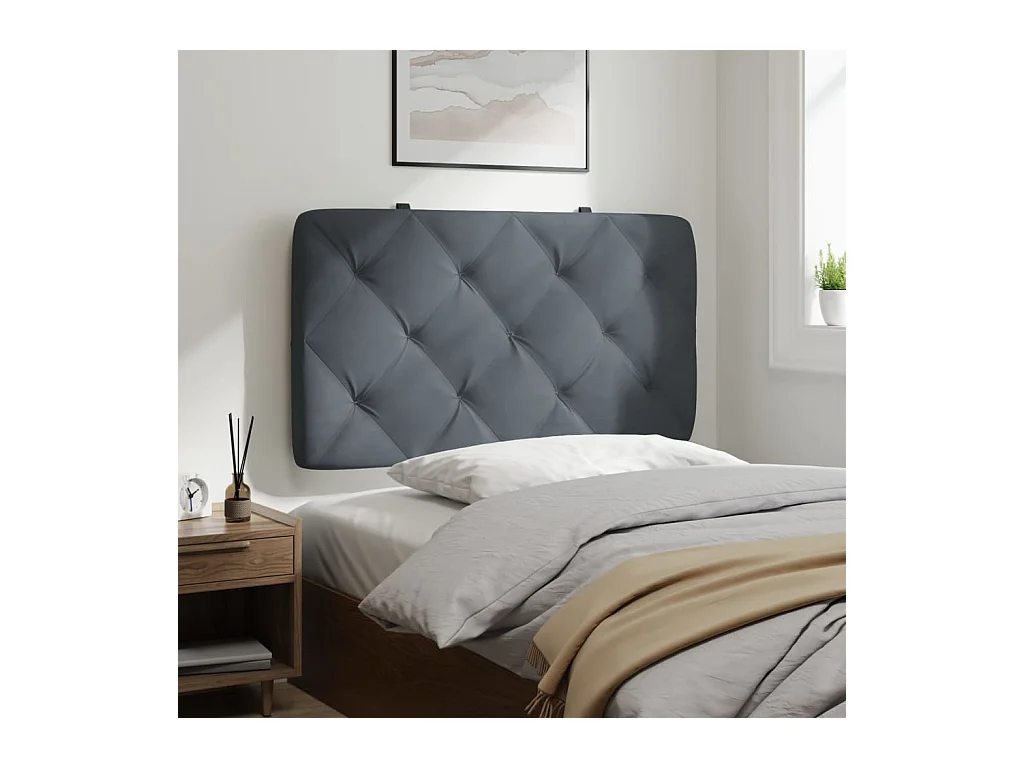 Dunkelgraues Samt-Kopfteilkissen 80 cm