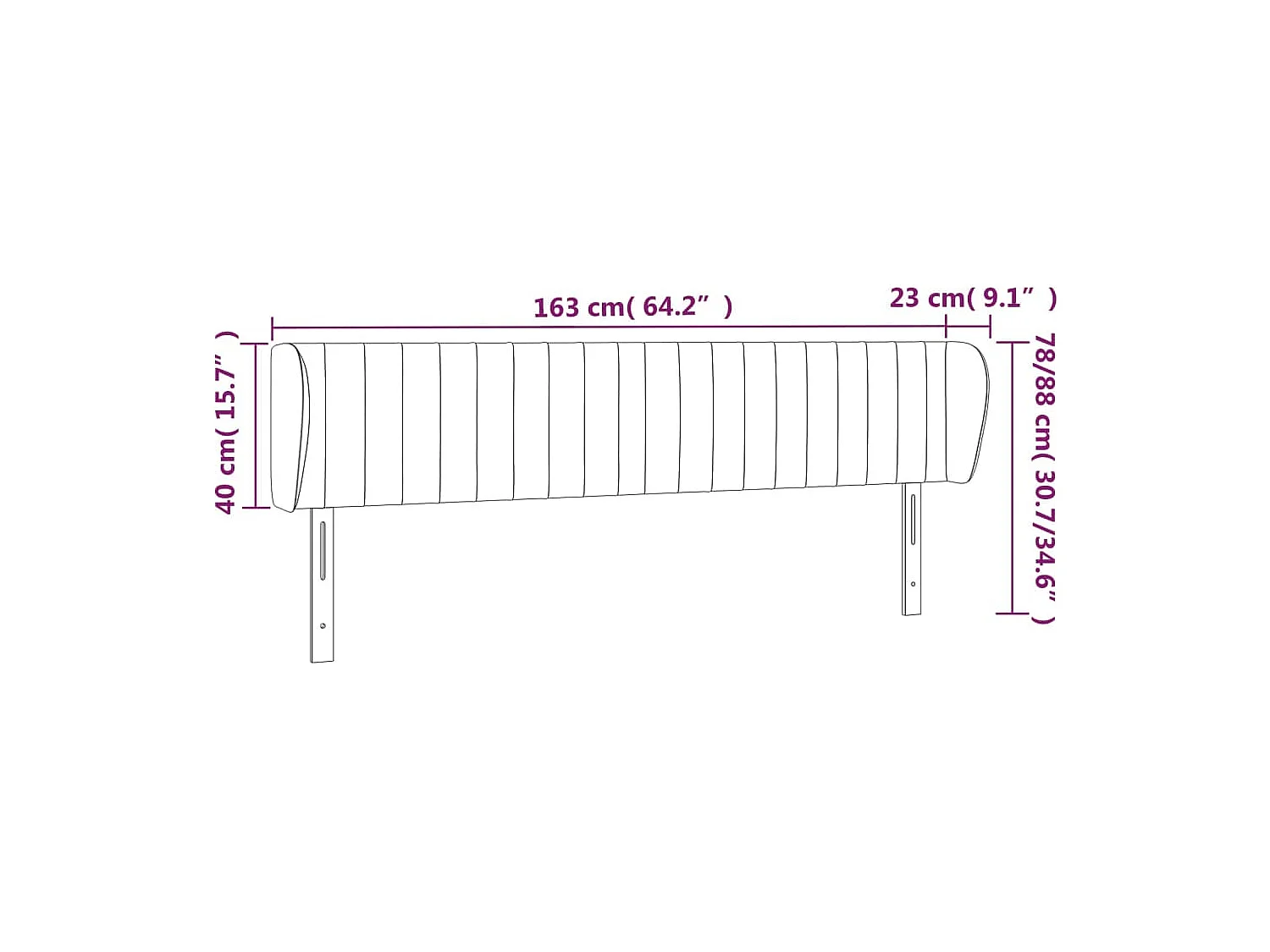 Hoofdbord met vleugels Lichtgrijs 163x23x78/88 cm Fluweel