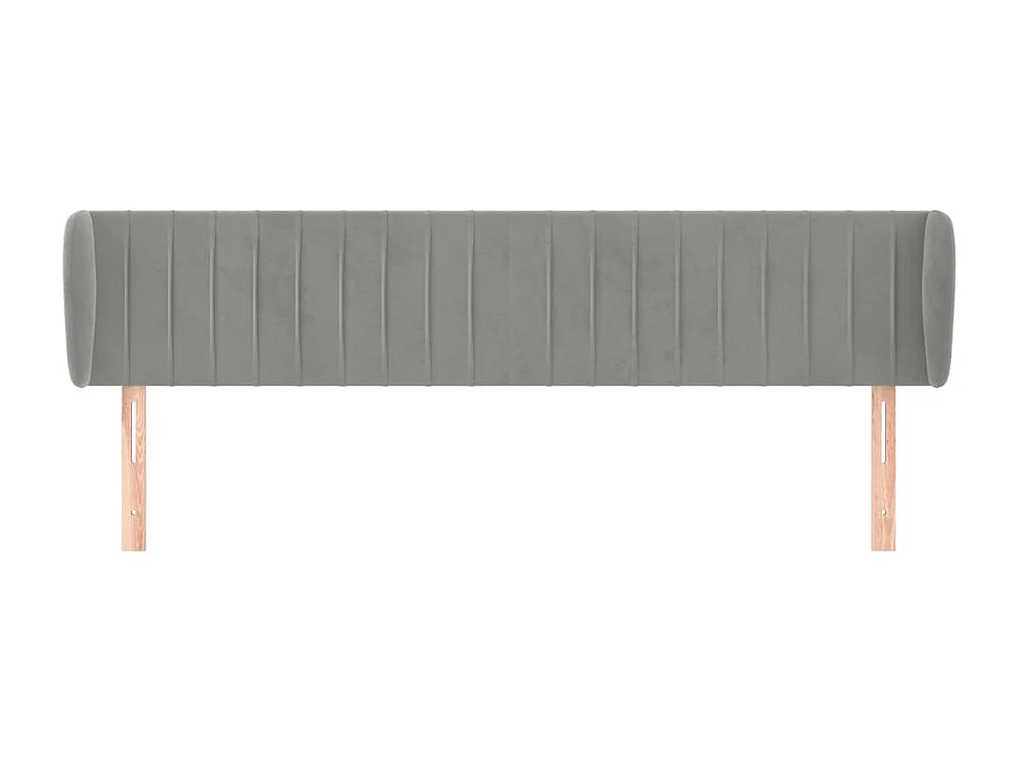 Tête de lit avec oreilles Gris clair 163x23x78/88 cm Velours