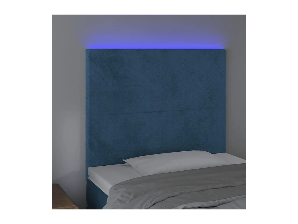 LED Hoofdbord Donkerblauw 80x5x118/128 cm Fluweel