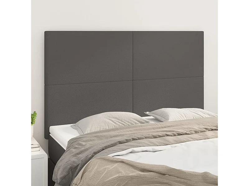 Testiere 4 pezzi Grigio 72x5x78/88 cm Similpelle