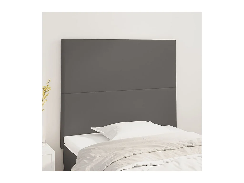 Kopfteile 2 Stk. Grau 80x5x78/88 cm Kunstleder