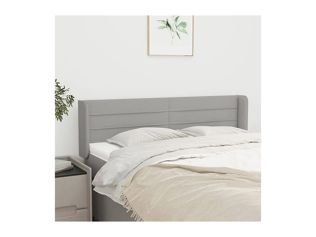 Hoofdbord met vleugels Lichtgrijs 147x16x78/88 cm Stof