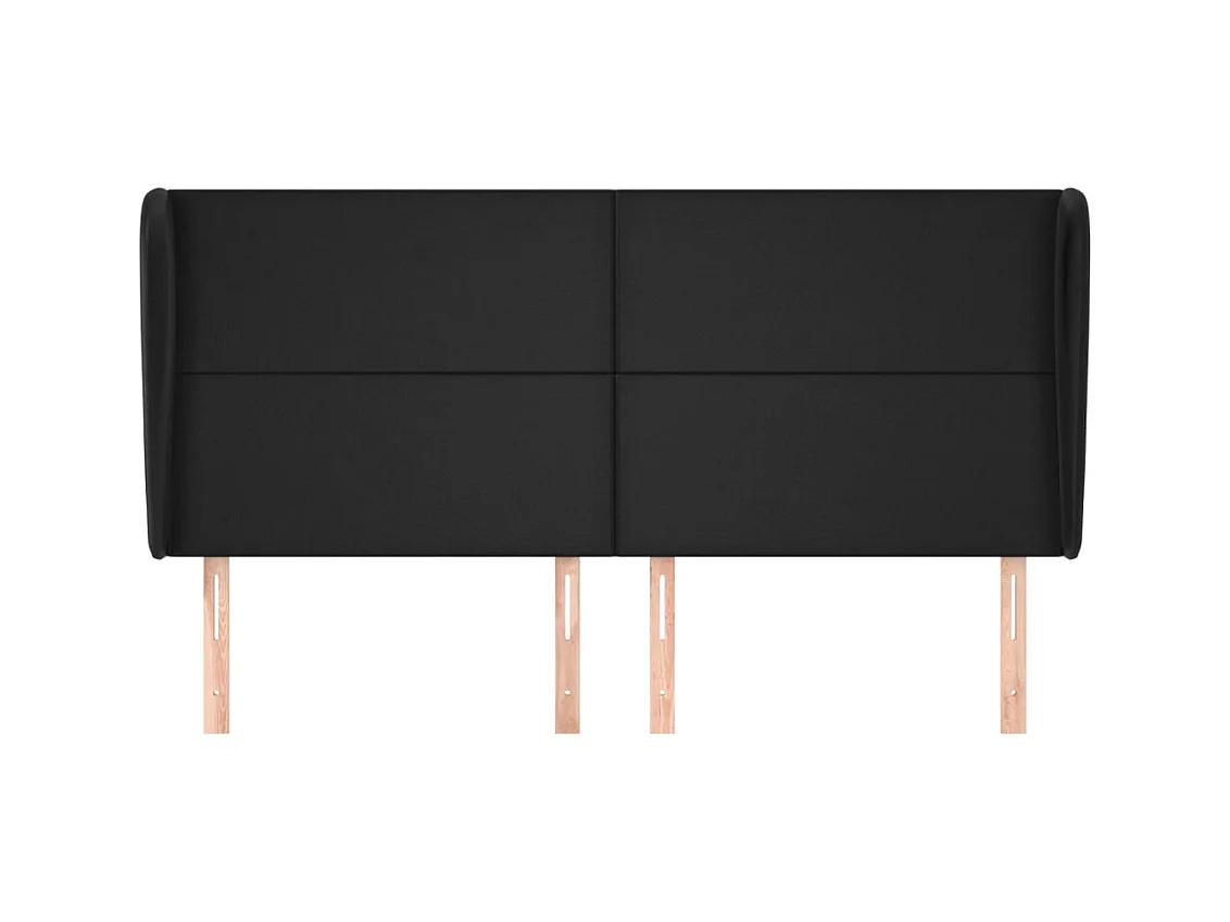 Hoofdbord met vleugels Zwart 163x23x118/128 cm Kunstleer