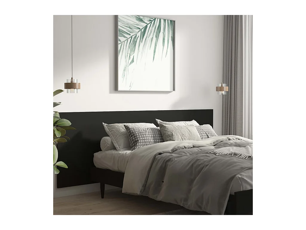 Cabecero de cama negro de 240x1,5x80 cm Madera de ingeniería