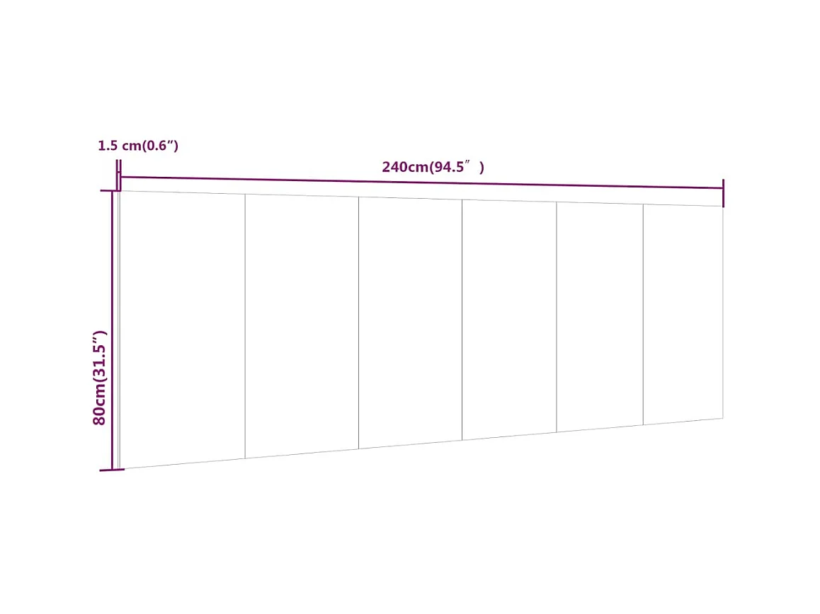 Cabecero de cama negro de 240x1,5x80 cm Madera de ingeniería