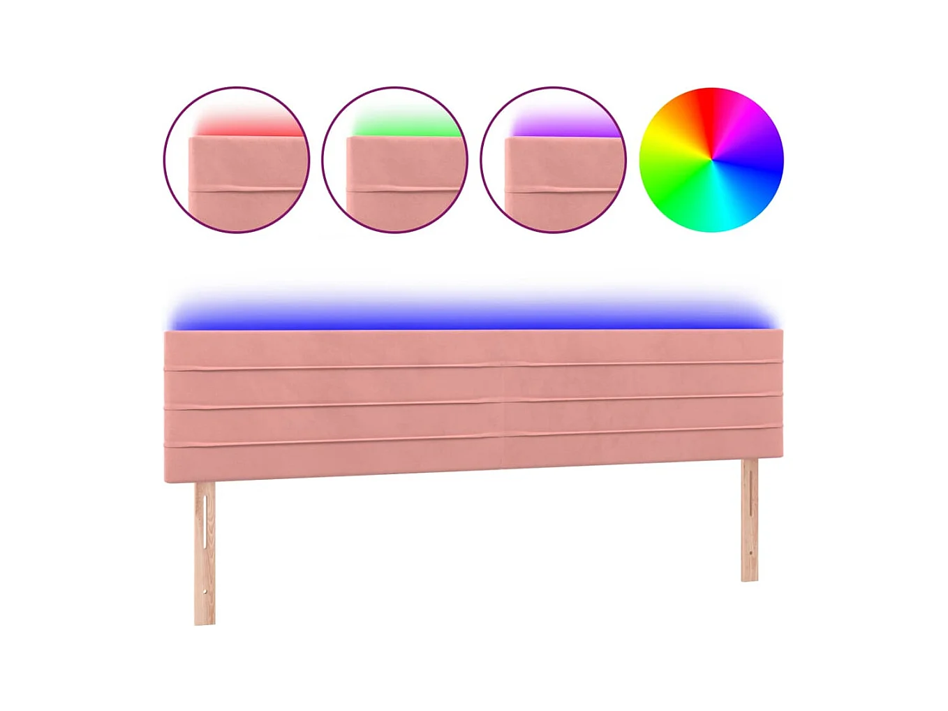 Cabecero LED Rosa 180x5x78/88 cm Terciopelo