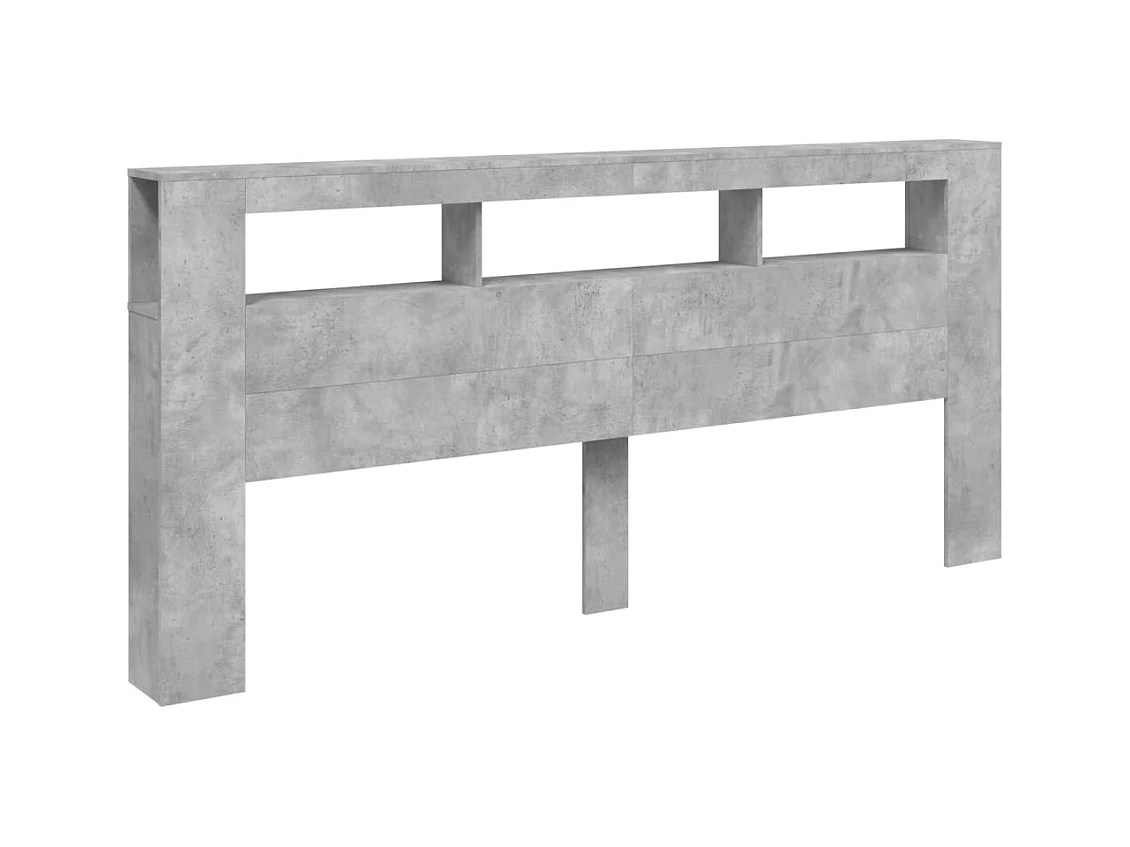 Betongrijs LED hoofdbord 220x18,5x103,5cm bewerkt hout