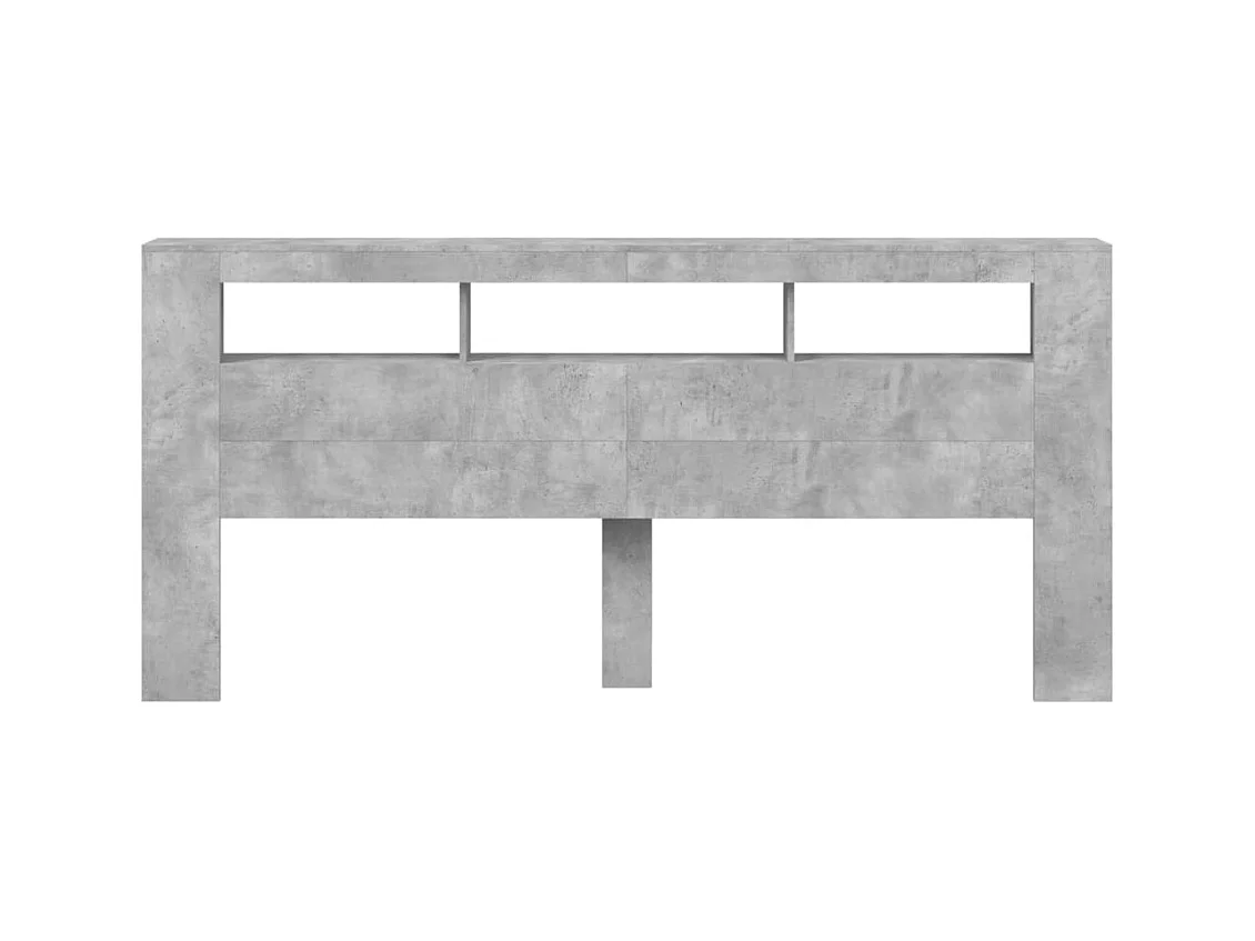 Betongrijs LED hoofdbord 220x18,5x103,5cm bewerkt hout