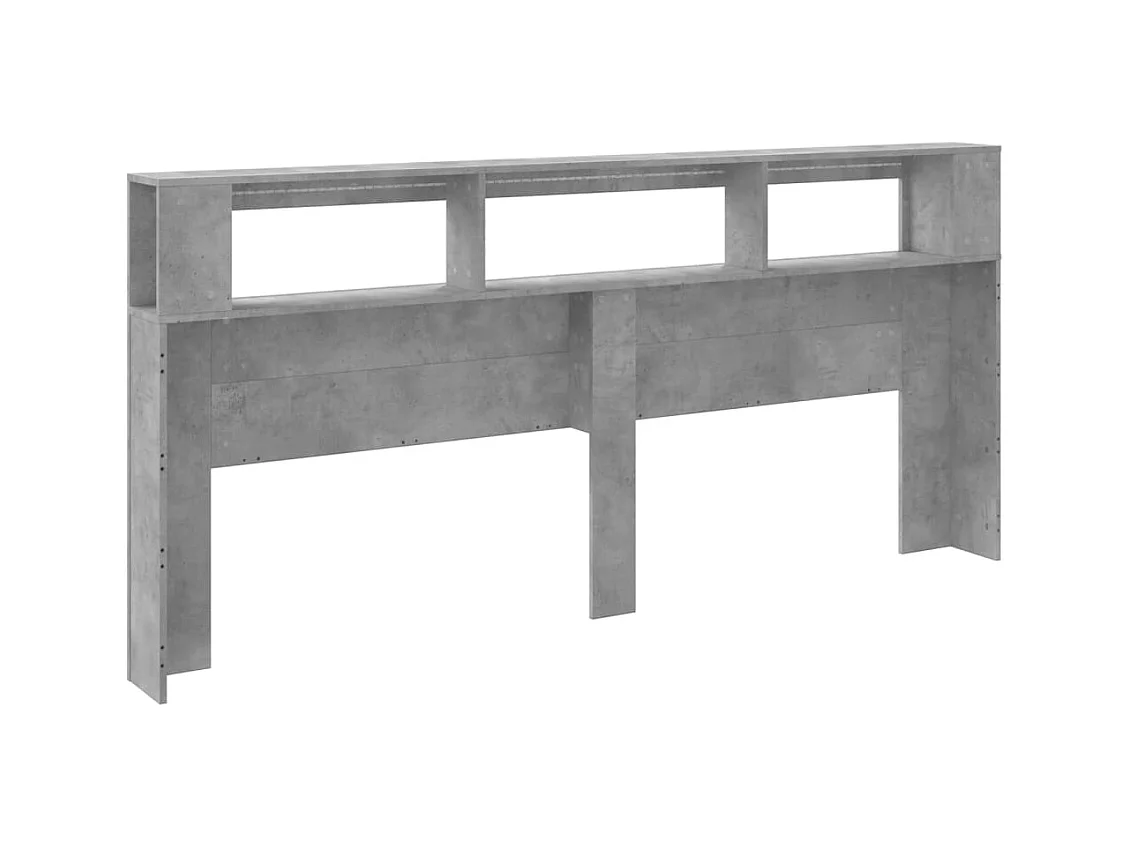 Betongrijs LED hoofdbord 220x18,5x103,5cm bewerkt hout