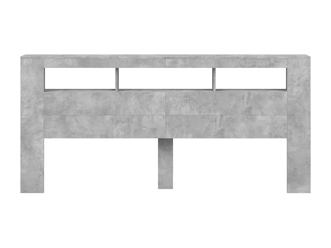 Tête de lit à LED gris béton 220x18,5x103,5cm bois d'ingénierie