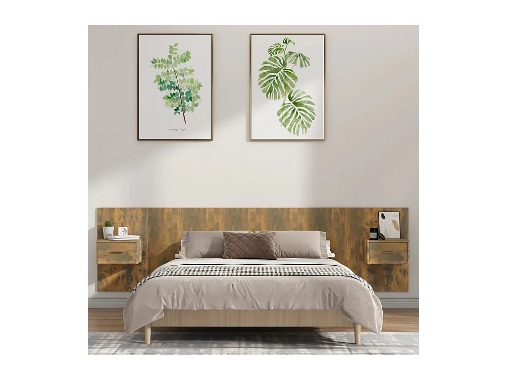 Cabecero con armarios Roble ahumado Madera de ingeniería