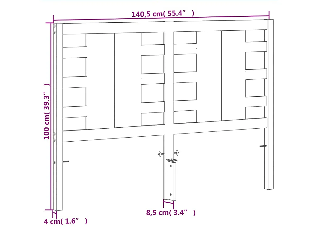 Bruin washoofdbord 135 cm massief grenenhout