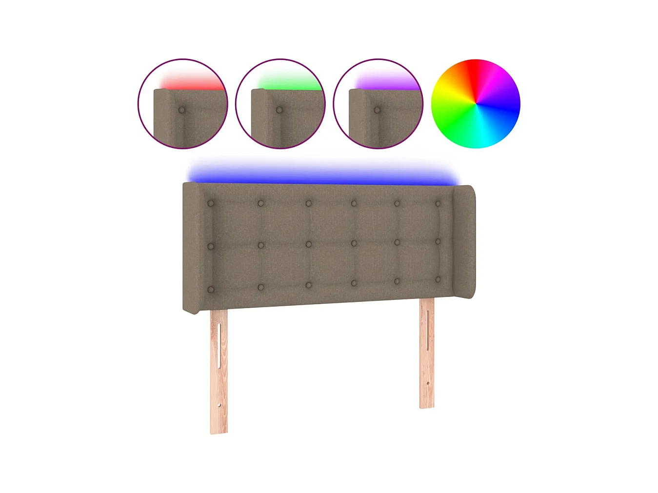 Tête de lit à LED Taupe 103x16x78/88 cm Tissu