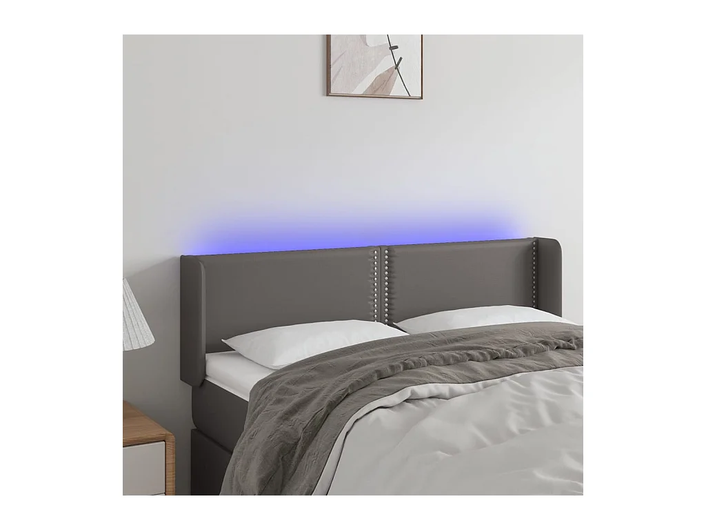 LED-Kopfteil Grau 147x16x78/88 cm Kunstleder