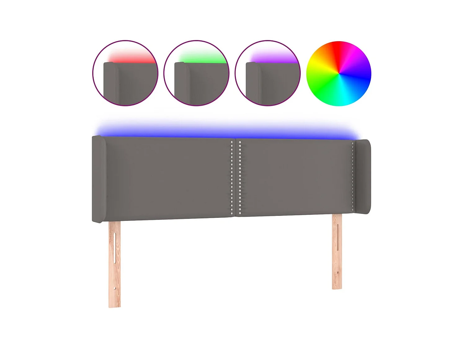 LED-Kopfteil Grau 147x16x78/88 cm Kunstleder