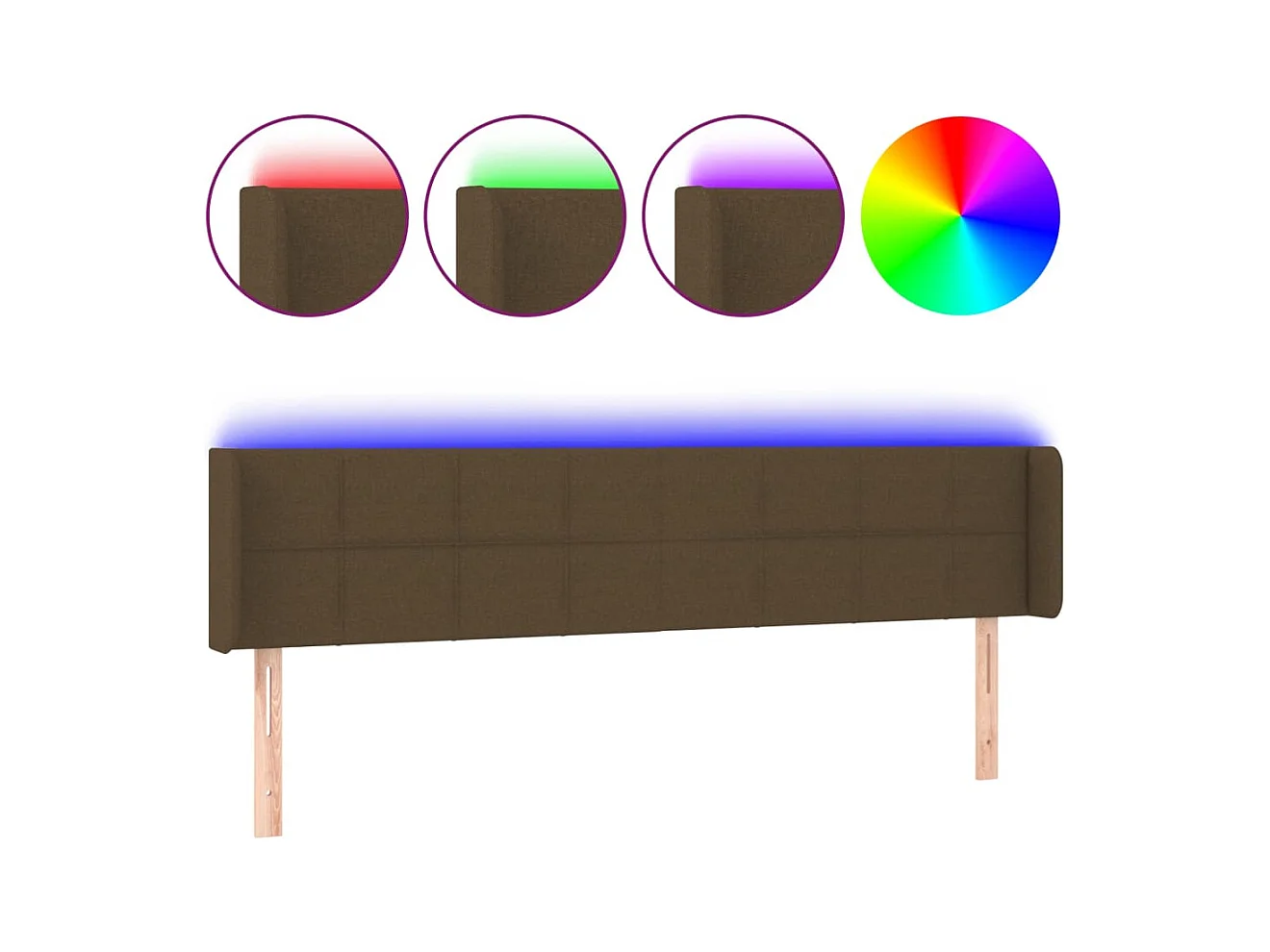 LED Hoofdbord Donkerbruin 203x16x78/88 cm Stof