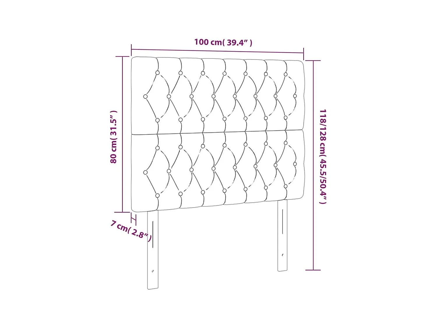 Hoofdborden 2 stuks Lichtgrijs 100x7x78/88 cm Fluweel