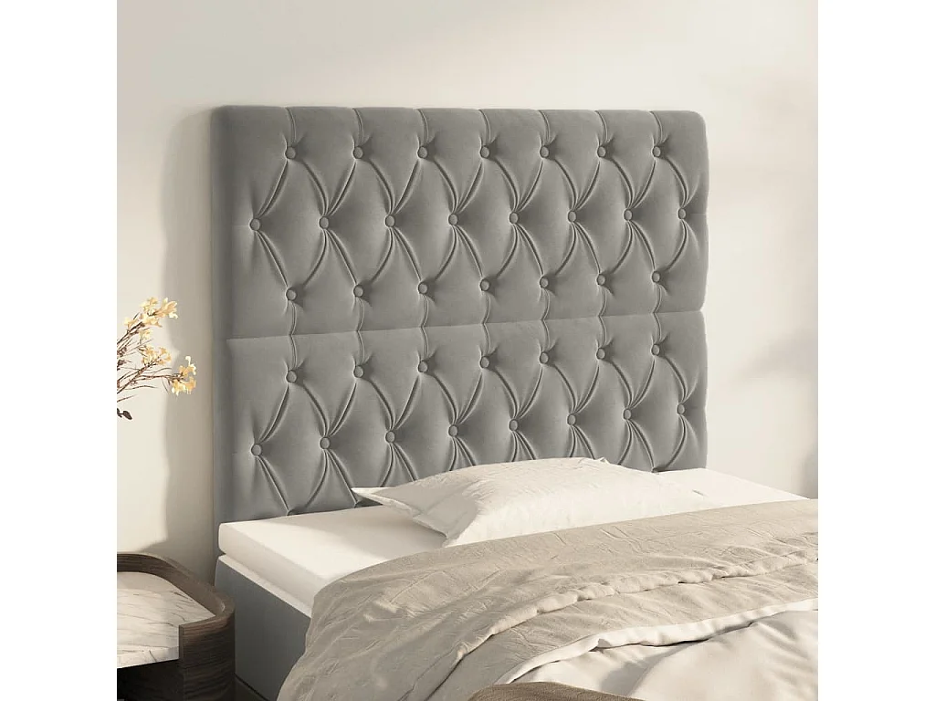 Têtes de lit 2 pcs Gris clair 100x7x78/88 cm Velours