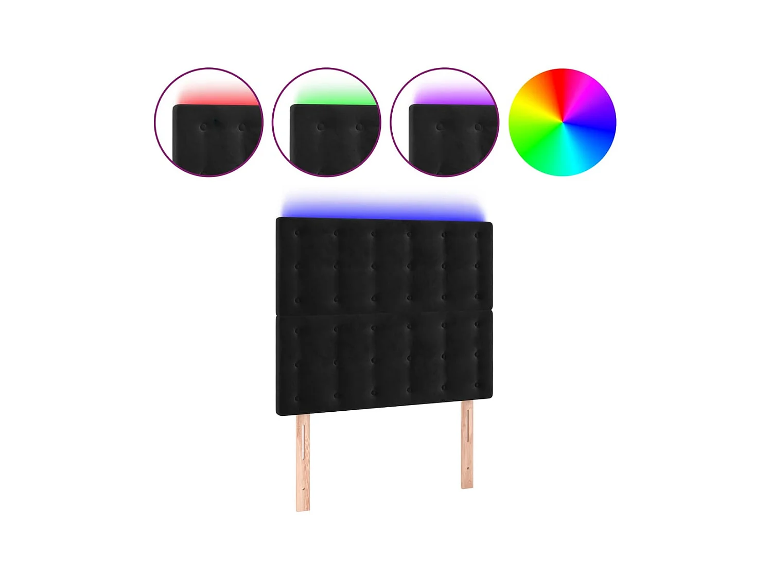 Tête de lit à LED Noir 90x5x118/128 cm Velours