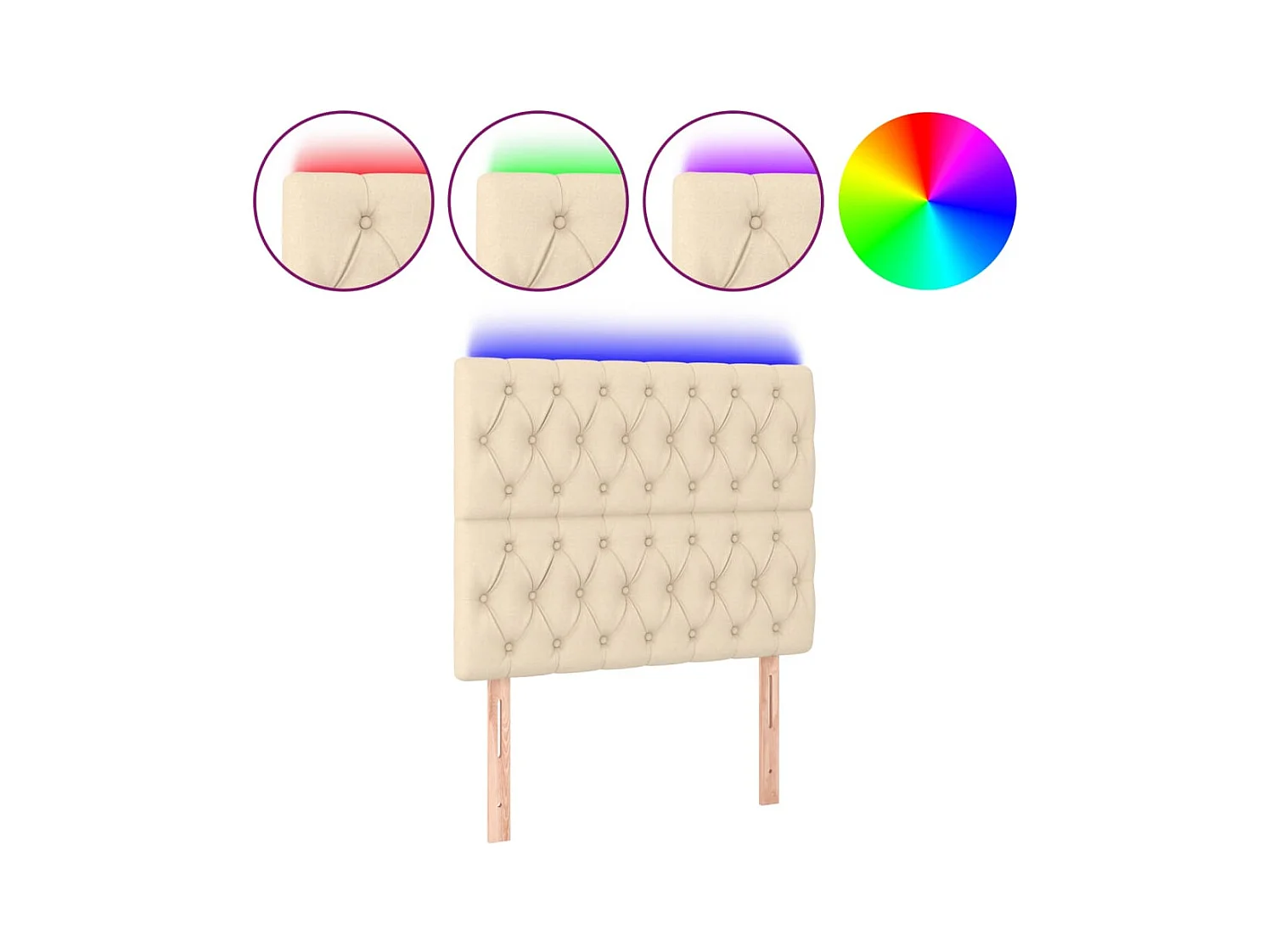 LED Hoofdbord Crème 100x7x118/128 cm Stof