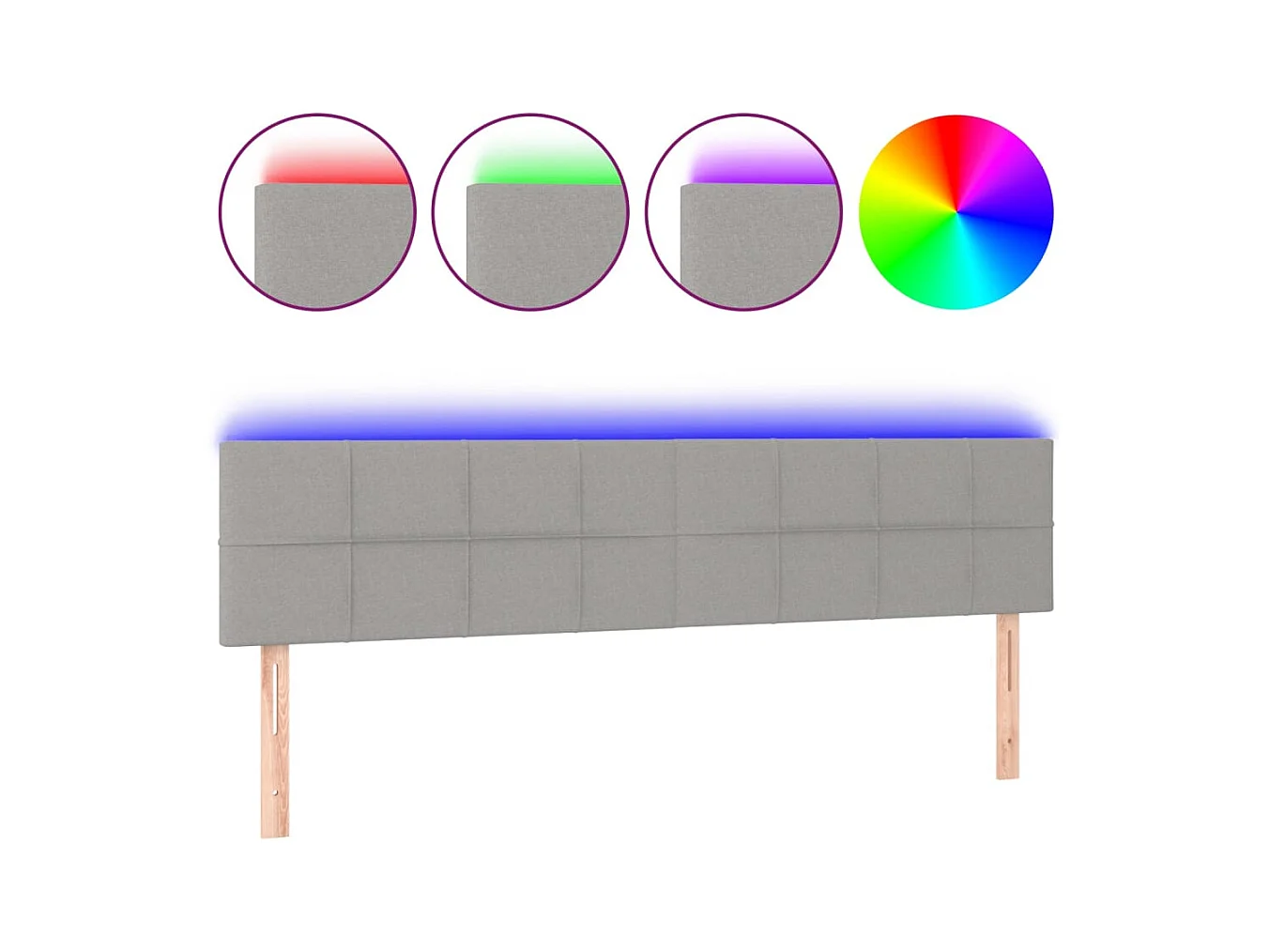 LED-Kopfteil Hellgrau 200x5x78/88 cm Stoff