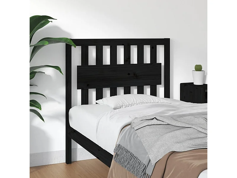 Cabecero negro 95,5x4x100 cm Madera maciza de pino