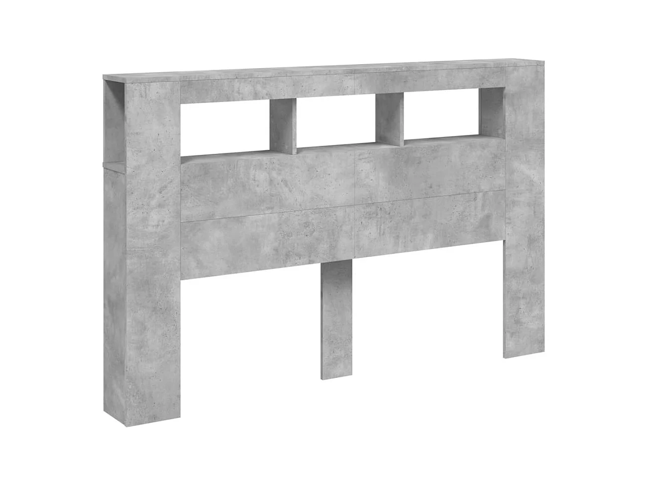 Betongrijs LED hoofdbord 160x18,5x103,5cm bewerkt hout