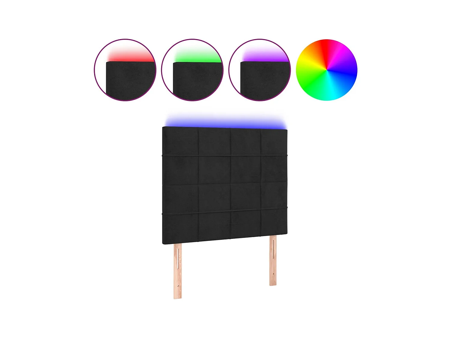 LED Hoofdbord Zwart 100x5x118/128 cm Fluweel