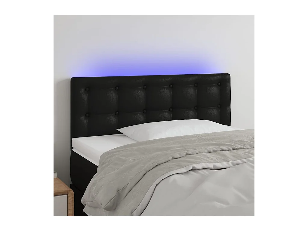 Cabecero LED Negro 90x5x78/88 cm Piel Sintética