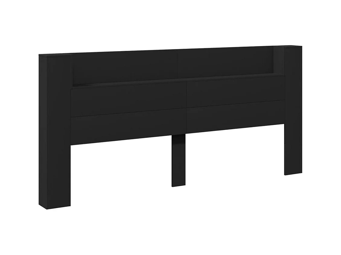 Kopfteilschrank mit LED schwarz 220x16,5x103,5 cm