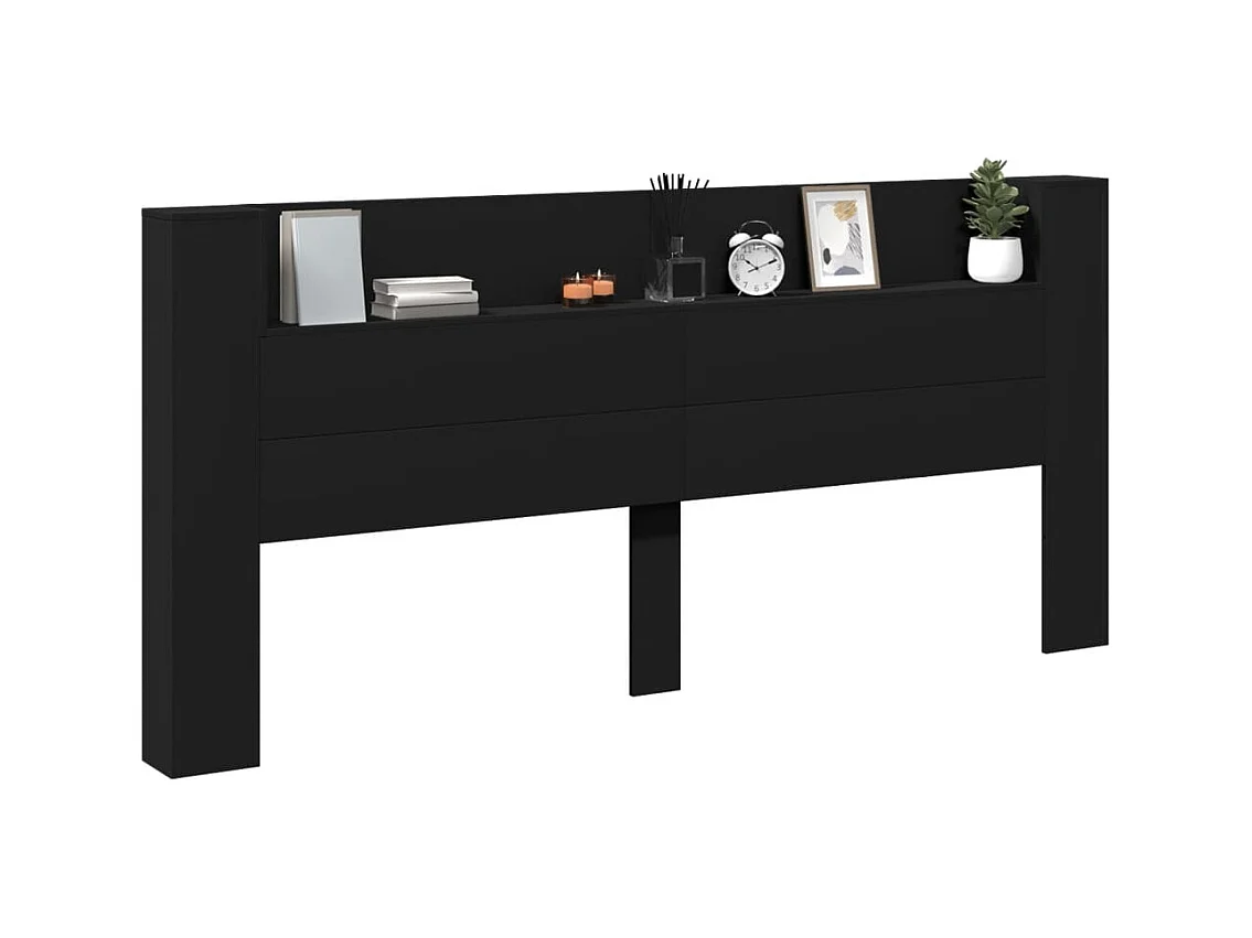 Kopfteilschrank mit LED schwarz 220x16,5x103,5 cm