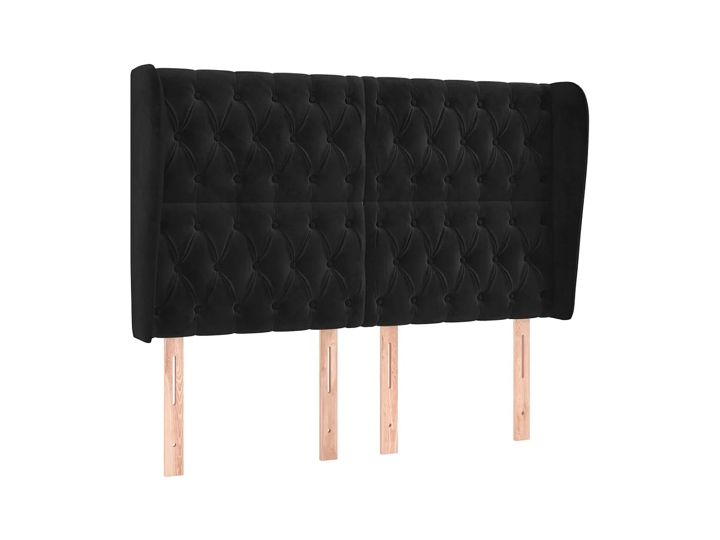 Hoofdbord met vleugels Zwart 163x23x118/128 cm Fluweel