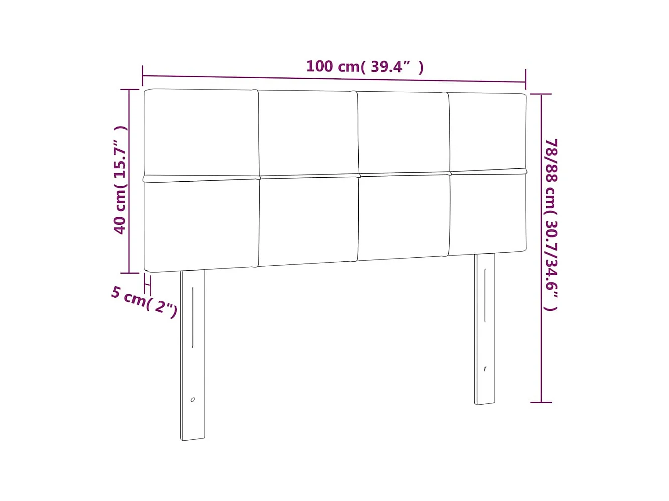 Dunkelbraunes Kopfteil 100x5x78/88 cm Stoff