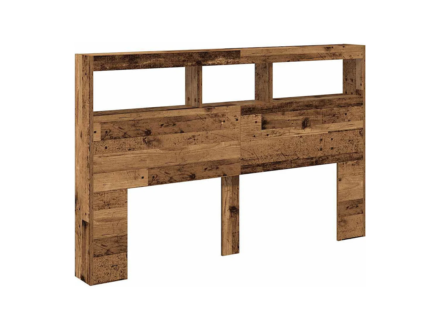 Armoire tête de lit avec LED vieux bois 160x17x102 cm