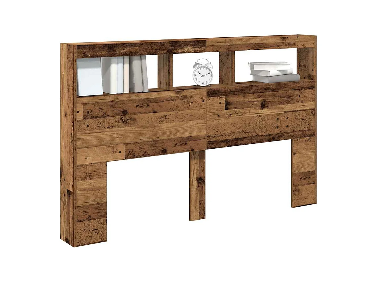 Armoire tête de lit avec LED vieux bois 160x17x102 cm