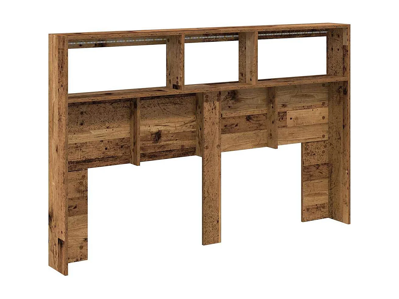 Armoire tête de lit avec LED vieux bois 160x17x102 cm