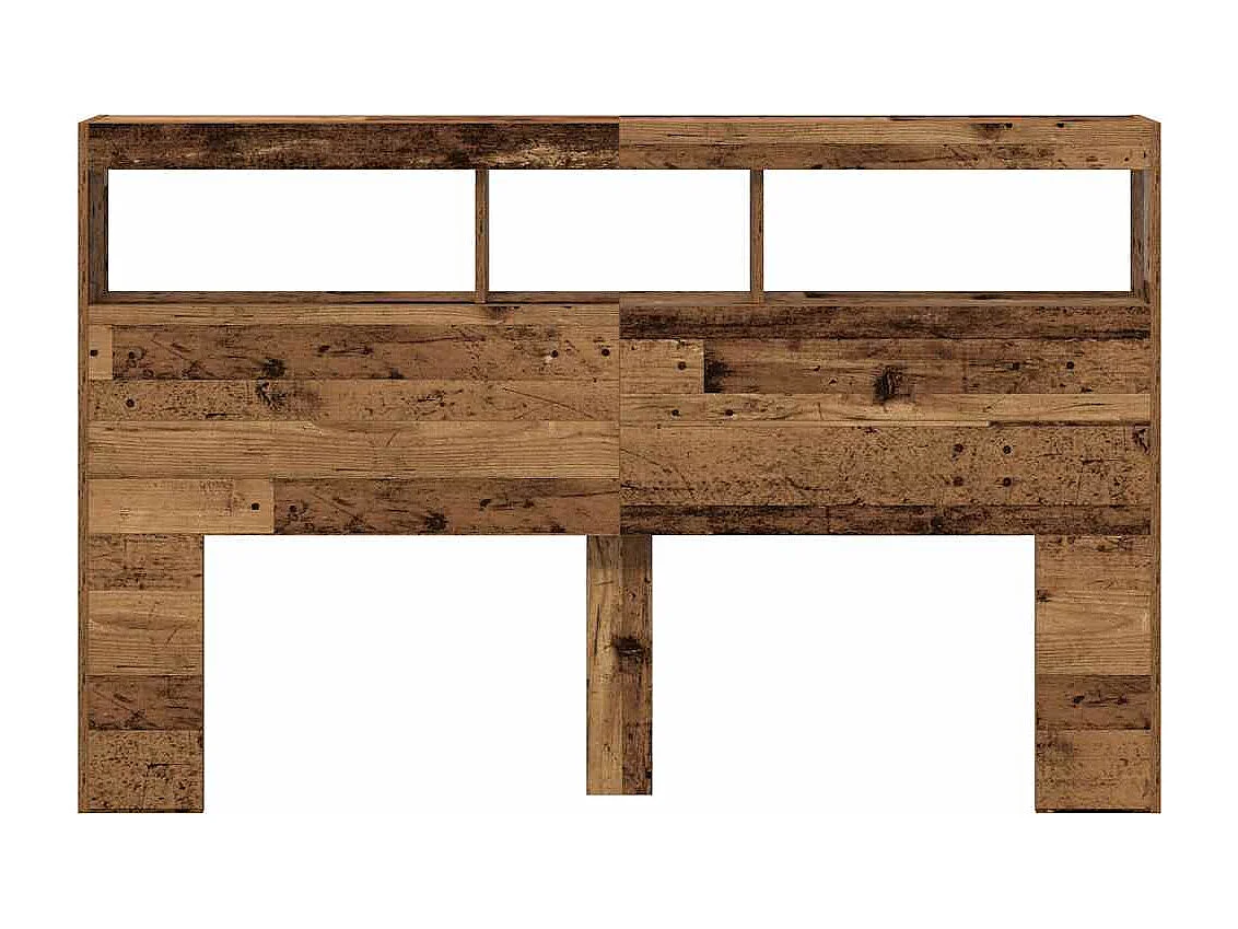 Armadio testiera con LED legno vecchio 160x17x102 cm