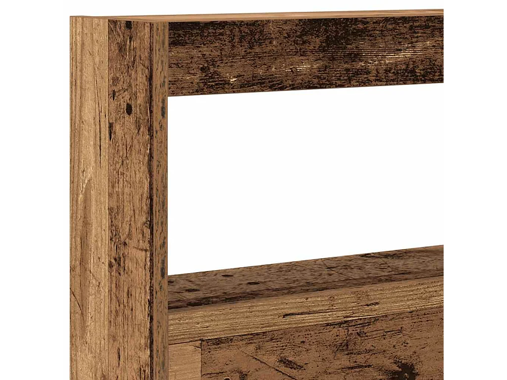 Armadio testiera con LED legno vecchio 160x17x102 cm