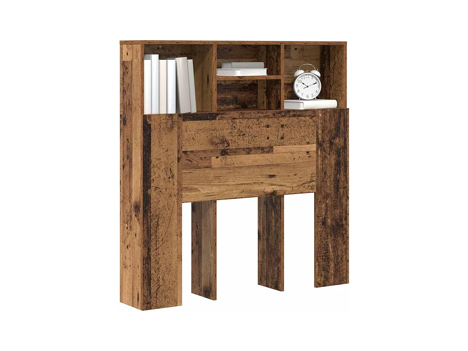 Cabecero de cama con estante de madera antigua de madera compuesta