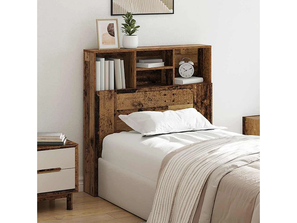 Cabinet de Tête de Lit avec étagère Bois ancien Bois Composite