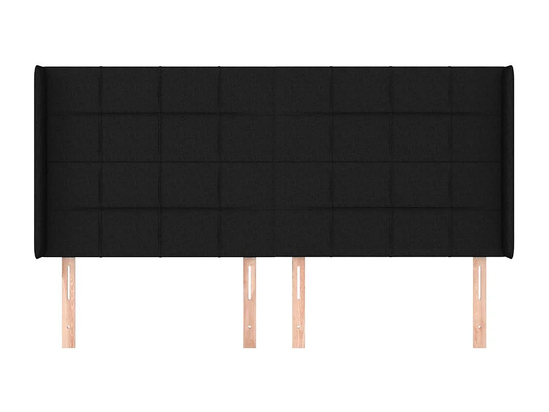 Tête de lit avec oreilles Noir 163x16x118/128 cm Tissu