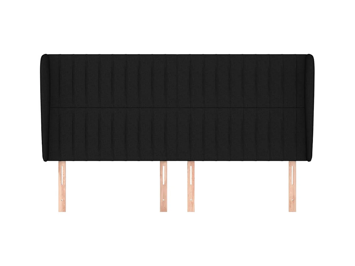 Hoofdbord met vleugels Zwart 203x23x118/128 cm Stof