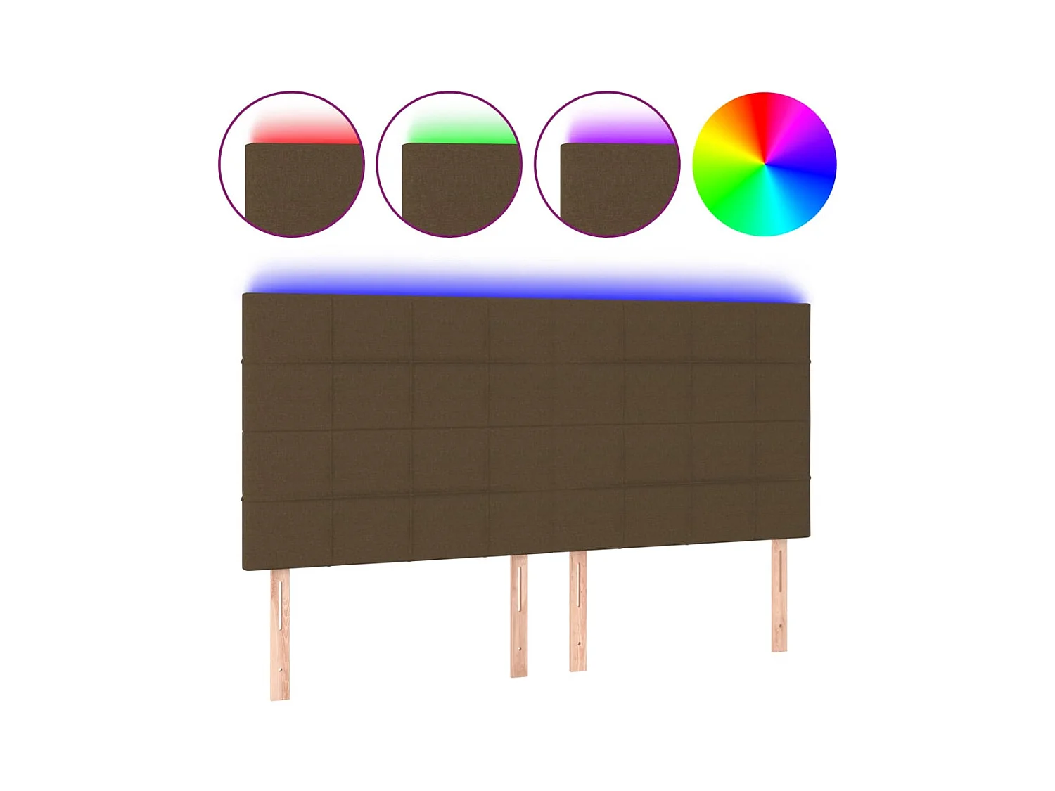LED Hoofdbord Donkerbruin 200x5x118/128 cm Stof