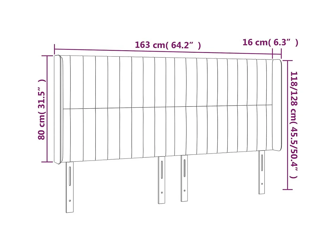 LED hoofdbord Lichtgrijs 163x16x118/128 cm Stof