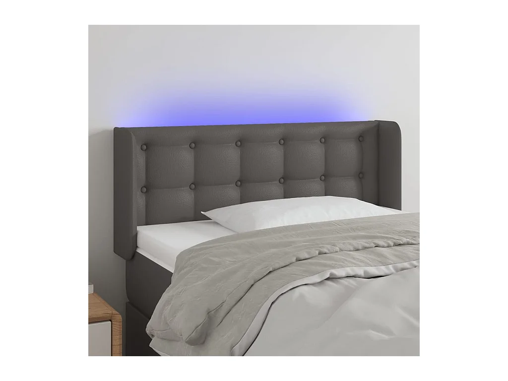 Cabecero LED Gris 103x16x78/88 cm Piel Sintética