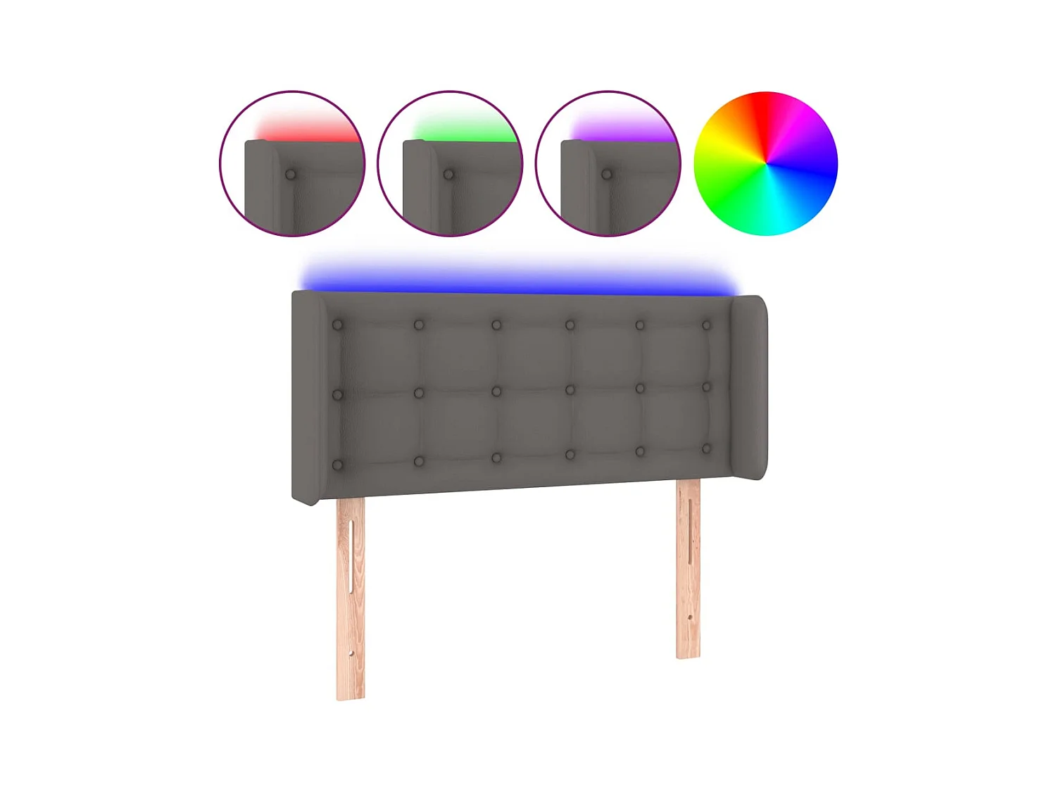 Cabecero LED Gris 103x16x78/88 cm Piel Sintética