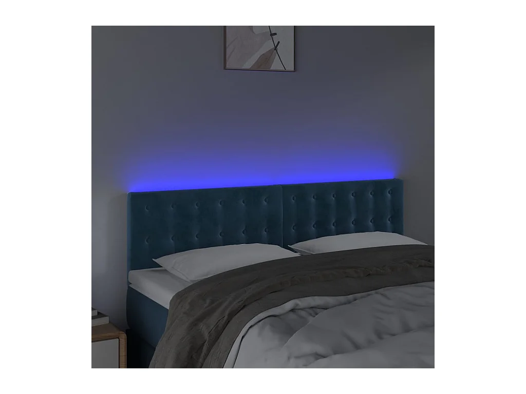 Testiera LED Blu Scuro 144x5x78/88 cm Velluto