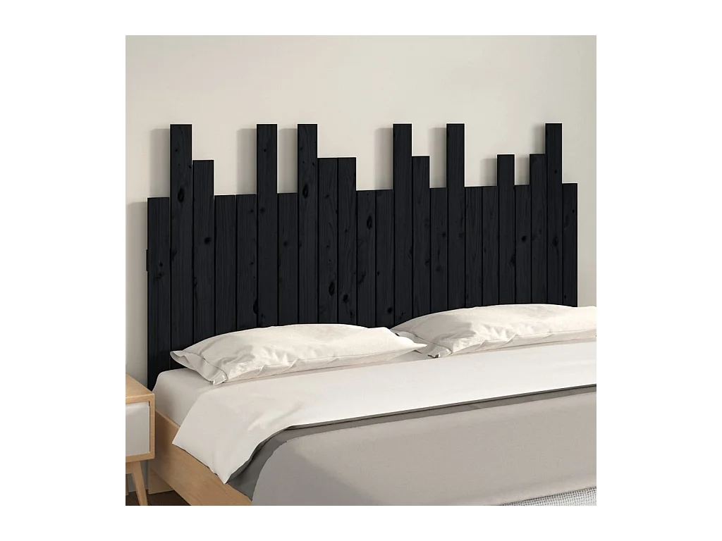 Zwart wandhoofdbord 146,5x3x80 cm Massief grenenhout